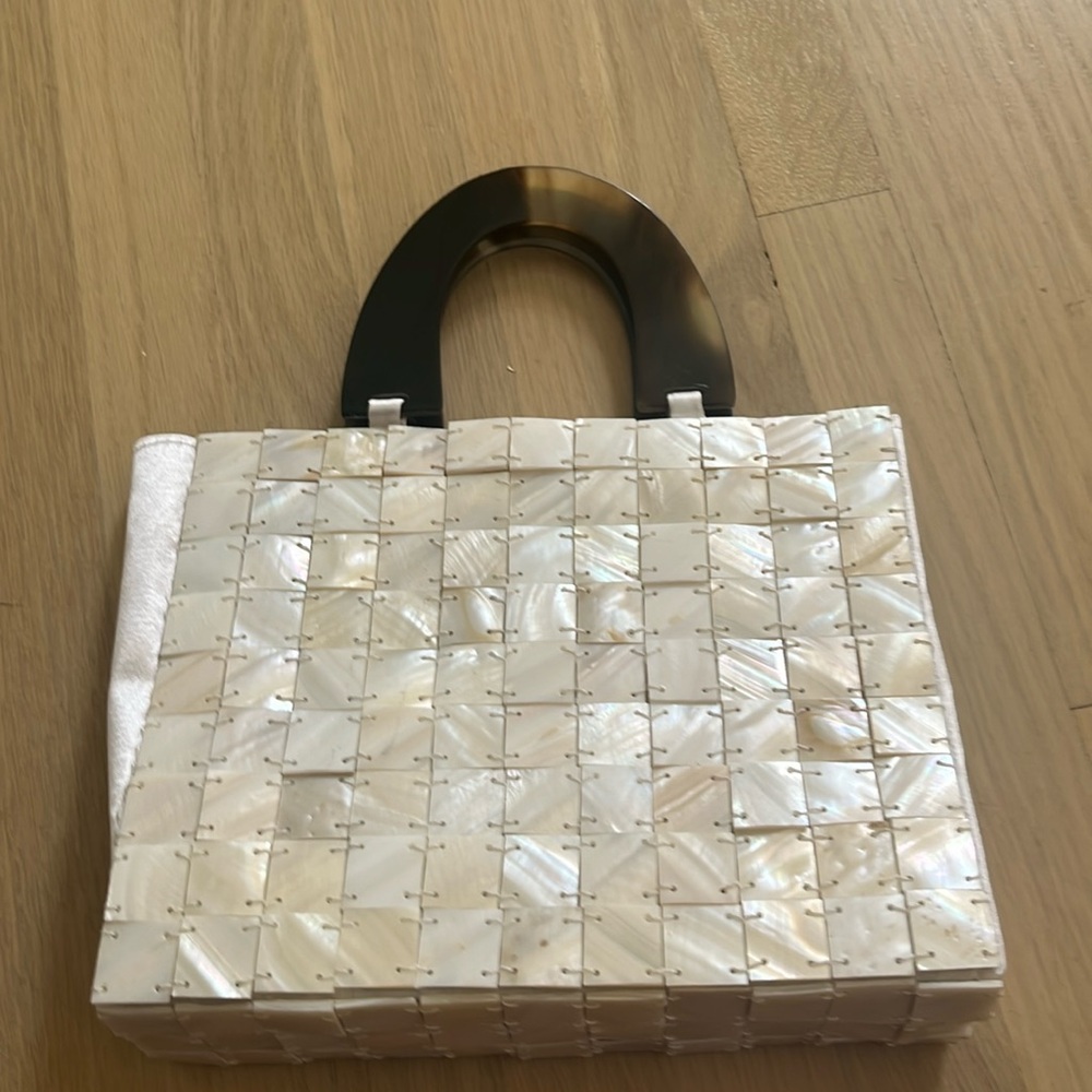 Mother of pearl small bag with bone handle